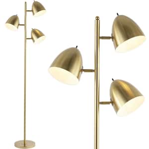 Billy 66.5 in. Brass Gold3-Light Modern Contemporary Iron LED Floor Lamp