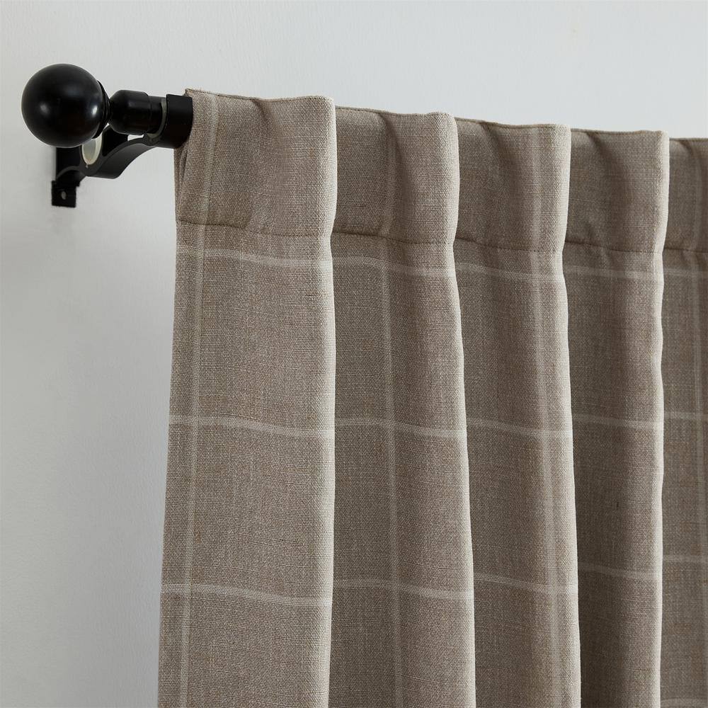 Sawyer Taupe Linen Textured Blackout Window Curtain Panel