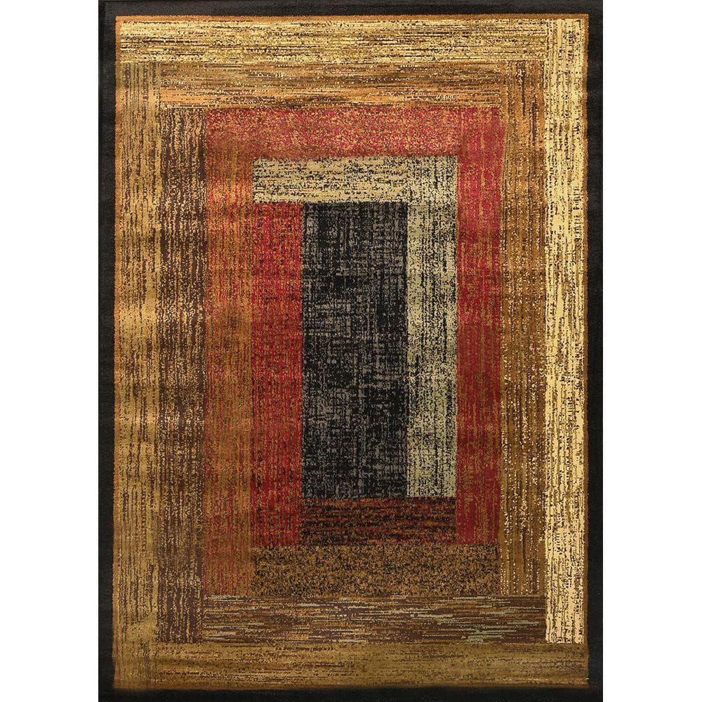 Reversible Tufted Geometric Black Synthetic 93'' Area Rug