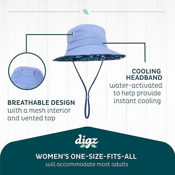 Digz Women's 1-Size Country Blue Gardening Cooling Hat UPF 50 Sun Protection 86738-08 - The Home Depot