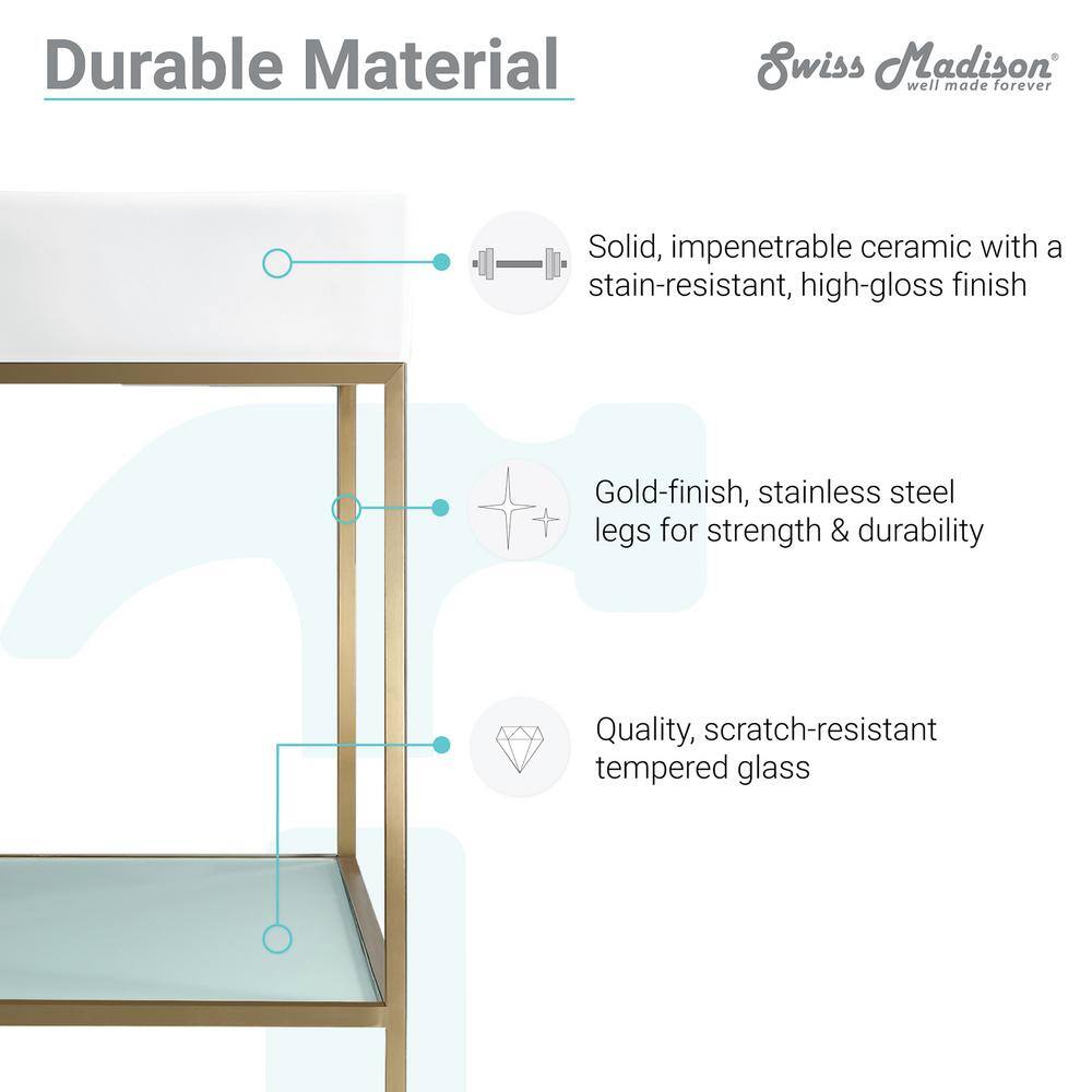 Pierre 40'' Gold Metal Frame Open Shelf Bathroom Vanity
