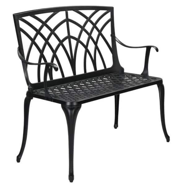 Cisvio 38 in. Black Aluminum Outdoor Orchid Back Bench