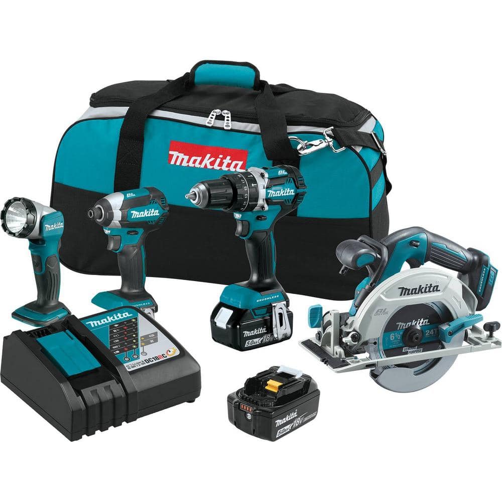 Have a question about Makita 18V LXT Lithium-Ion Brushless Cordless Combo  Kit Hammer Drill/ Impact Driver/ Circular Saw/ Flashlight? Pg The  Home Depot