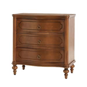 Egmund Traditional 3-Drawer Nightstand with Solid Wood Legs and Built-in Outlets-Walnut