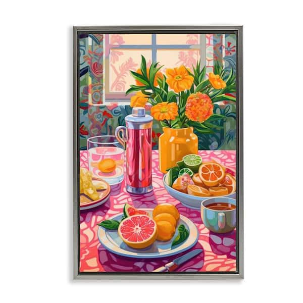 Stupell Industries Summer Table Spread by LSR Design Studio Gray Floater Frame Food Graphic Art Print 31 in. x 21 in.