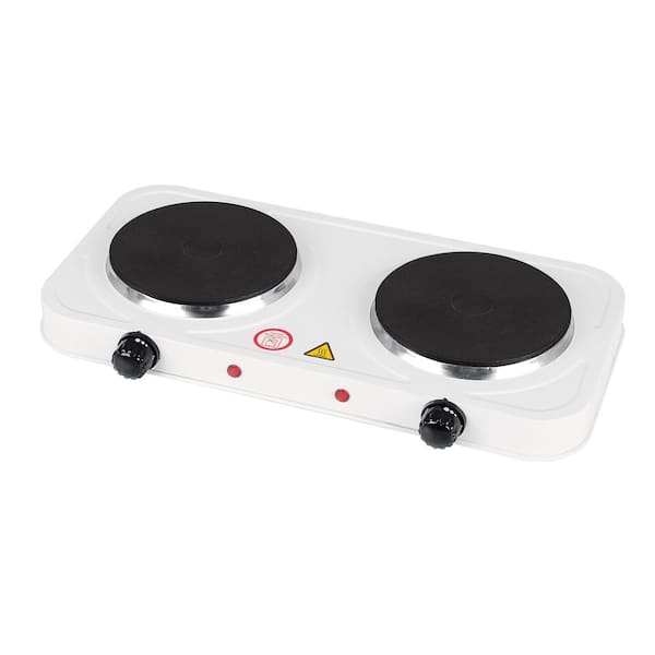 Emerald 2-Burner 5.5 in. White Electric Hot Plate
