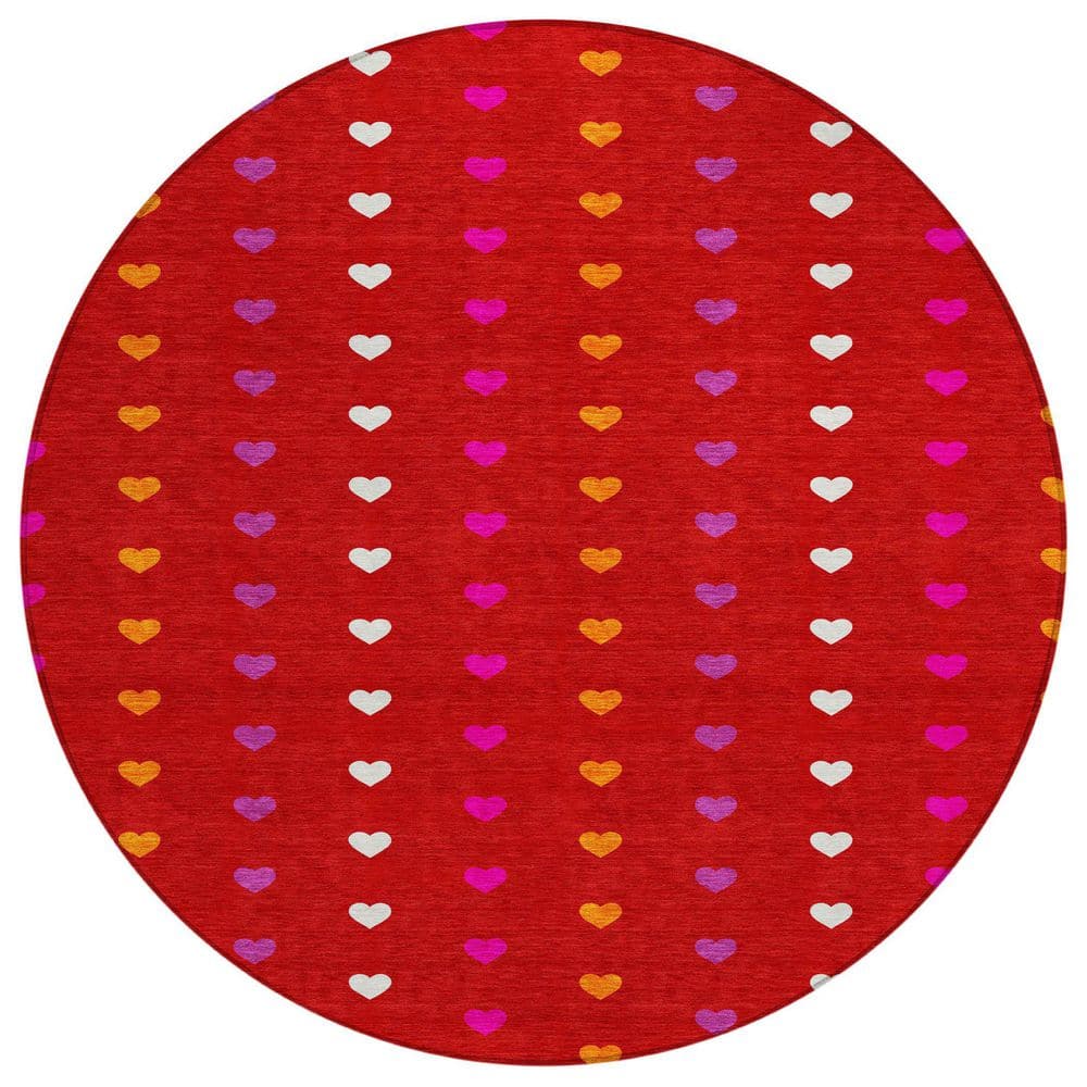 Chantille Machine Washable Indoor/Outdoor Abstract ACN2510 Red 8 ft. x 8 ft. Round Rug price history on PriceWatchPro