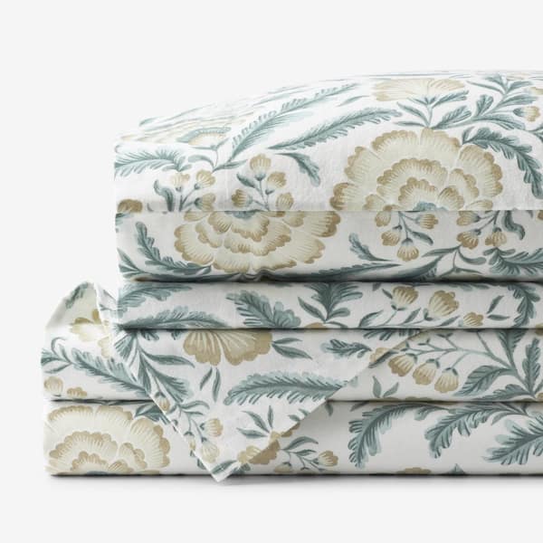 The Company Store Company Cotton Velvet Flannel White Multi Cotton King Sheet Set
