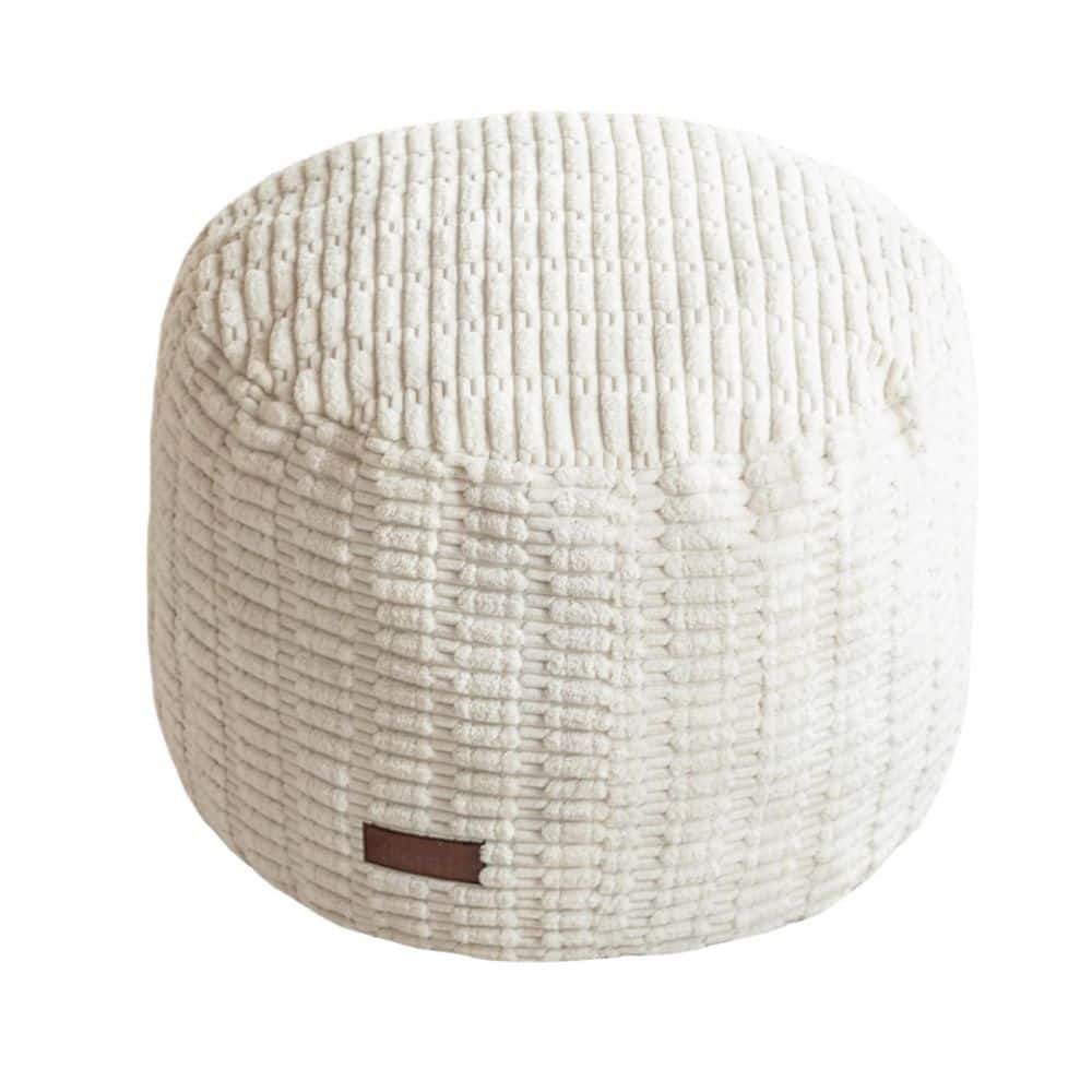 Relax Stool OGETFUUR 20 x 20 x 15 in. Beige Round Modern Foam Filled Foot Rest ...