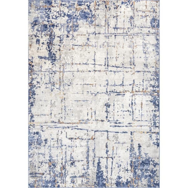 nuLOOM Mabel Contemporary Faded Abstract Light Blue 4 ft. x 6 ft. Indoor Area Rug