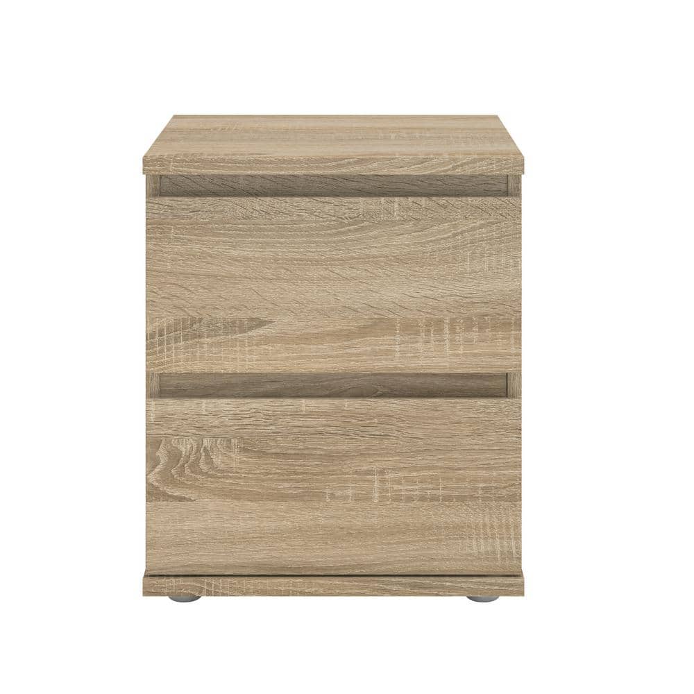 Oak Structure 2-Drawer Wood Nightstand with Particle Board Top