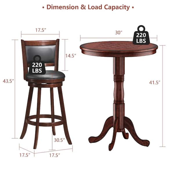 COSTWAY 30 Inch Round Bar Height Dining Table - Espresso Pedestal Base Farmhouse Pub Table - View #6