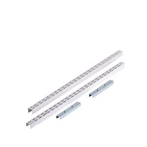 63 in. L White Epoxy Coated Steel Vertical Hang Rail and Mounting Hardware