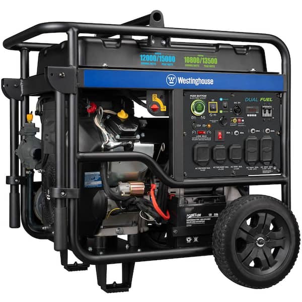 Westinghouse WGen12000DFc 15,000/12,000-Watt Dual Fuel Generator with Remote Start & Transfer Switch Outlet Home Backup - The Depot