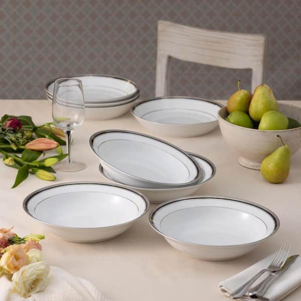 Austin Platinum 10 in. 25 oz. (White) Porcelain Rim Dinner Bowls (Set of 4)