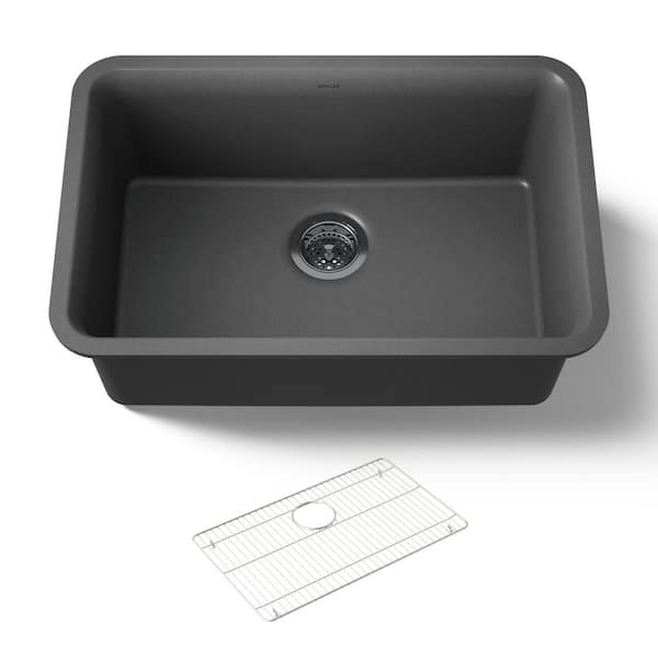 Cairn Undermount Matte Stone 27.5 in. Single Bowl Kitchen Sink in Matte Graphite