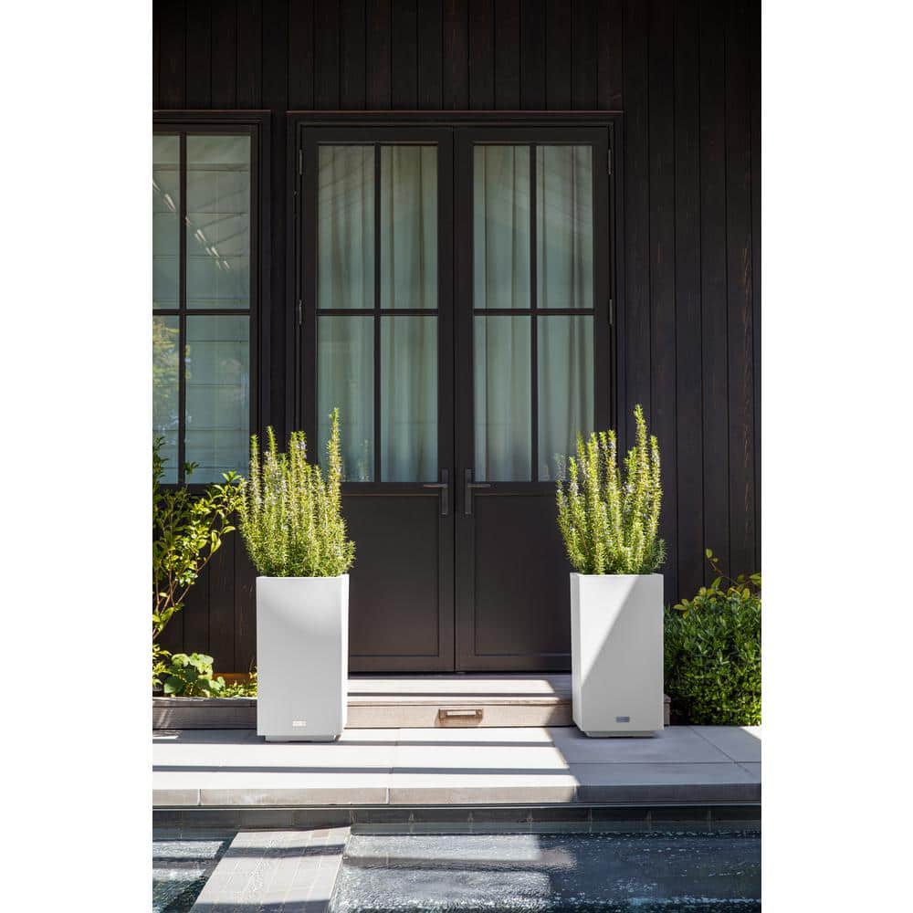 Veradek Block 13.5'' White Galvanized Steel Pedestal Planter