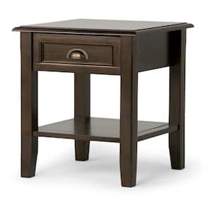Burlington Solid Wood 18 in. Wide Square Transitional End Side Table in Mahogany Brown