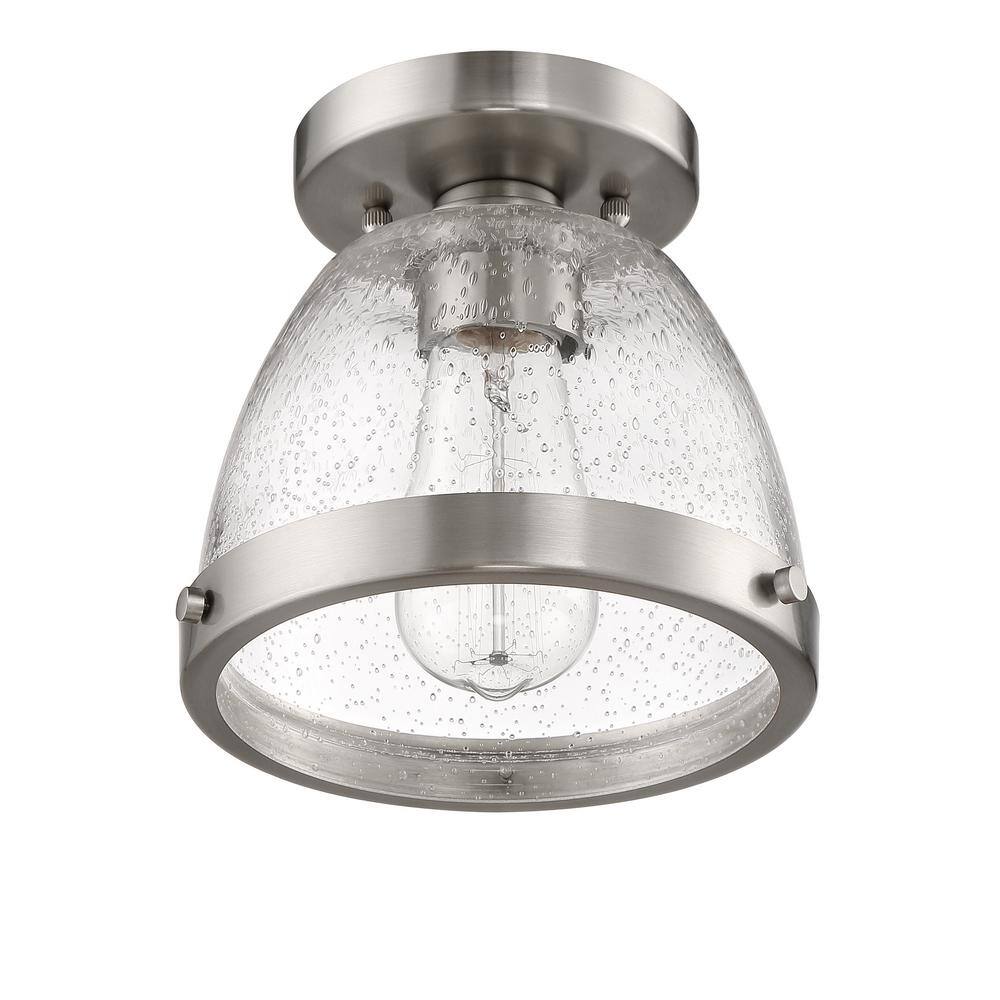 Lodie 10" Brushed Polished Nickel Flush Mount Ceiling Light with Clear Glass