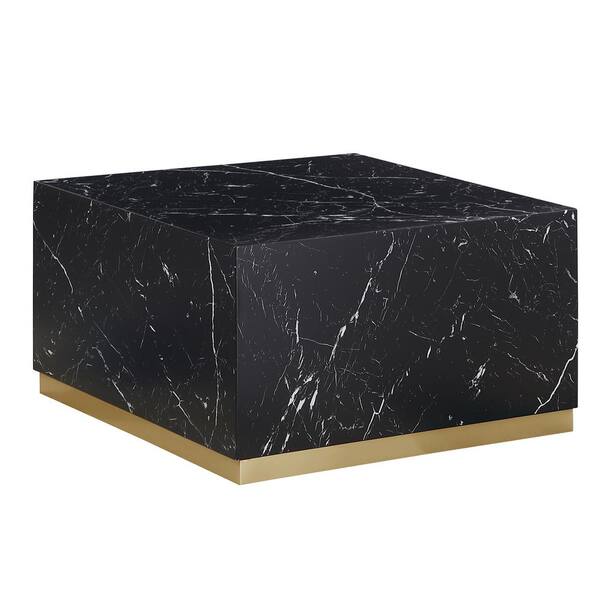 Best Master Furniture Zhuri 32 in. L Black and Gold Square Faux Marble  Coffee Table
