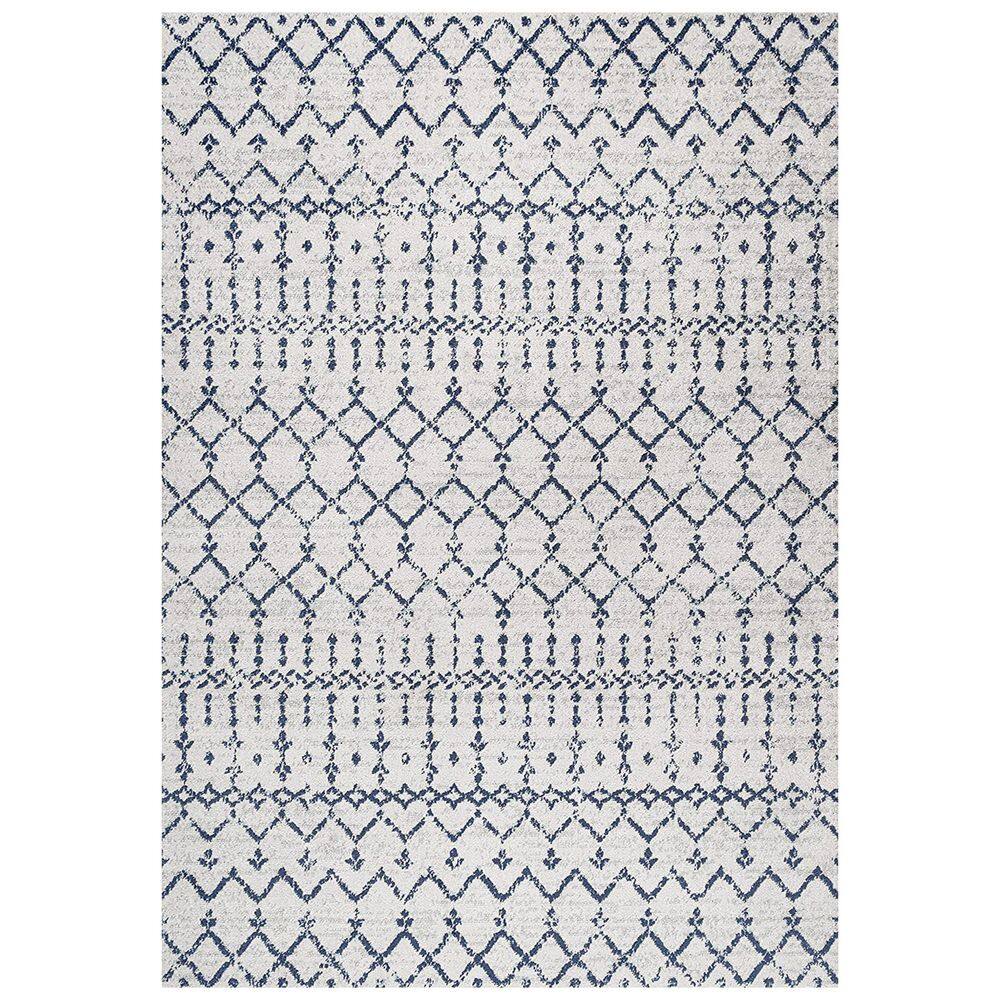Blue Polypropylene 4 ft. x 6 ft. Trellis Indoor Area Rug