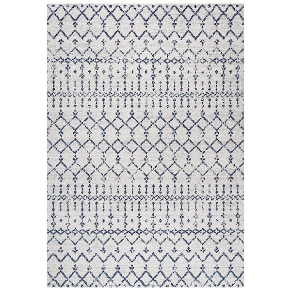 Unbranded Blue Polypropylene 4 ft. x 6 ft. Trellis Indoor Area Rug