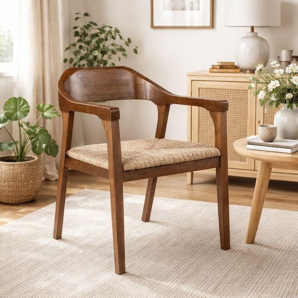 Boraam Rasmus Dining Rush Armchair-Chestnut Wire-Brush Finish 77918 ...