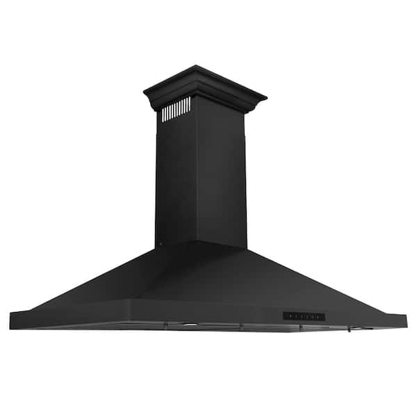 ZLINE Kitchen and Bath 42 in. 400 CFM Convertible Vent Wall Mount Range Hood with Crown Molding in Black Stainless Steel