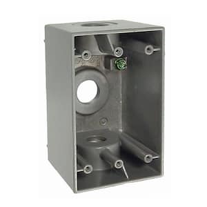 N3R Aluminum Gray 1-Gang Weatherproof Deep Outdoor Electrical Box, 3 Outlets at 1/2-in., With 2 Closure Plugs, 10-Pack