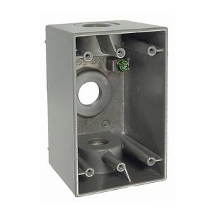 1-Gang Gray Weatherproof Box with Three 1/2 in. Threaded Outlets
