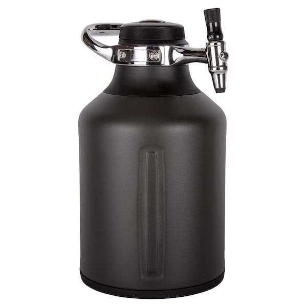 GrowlerWerks uKeg Go 128 oz. Tungsten Gray/Stainless Steel Carbonated Growle