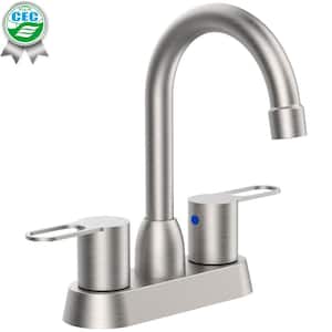 4 in. Centerset 2-Handle Bathroom Faucet with 360° Swivel Spout in Brushed Nickel