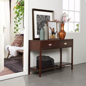 Bianca 44.3 in. Brown Standard Rectangle Wood Console Table with 2-Drawers