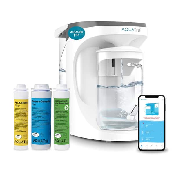 Countertop Reverse Osmosis Water Purifier in White with 4-Stage Filtration and PFAS Removal-Alkaline