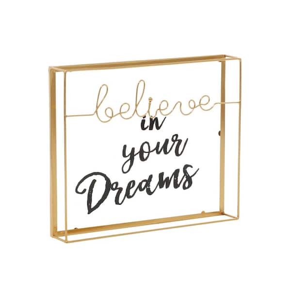 Litton Lane Metal Believe Text Decorative Sign