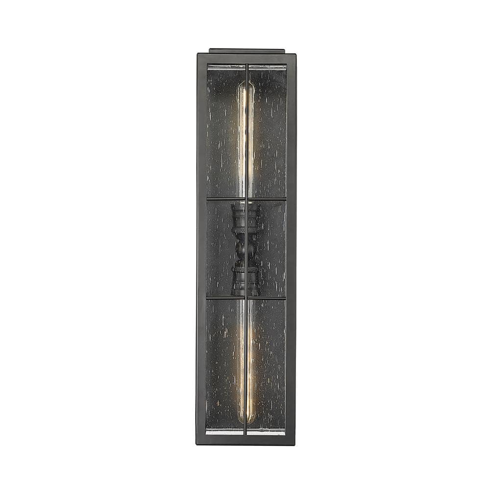 Jaxson 2-Light 6 in. Wide Powder Coated Black Outdoor Coach Wall Sconce with Clear Seeded Glass price history on PriceWatchPro