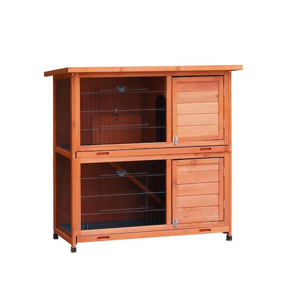 Foobrues Rabbit Hutch Outdoor, 2-Story Rabbit Cage Indoor with Run, Bunny Cage for Small Animal