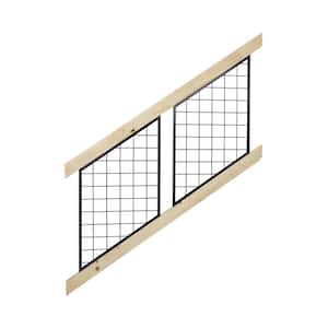 3 ft. x 6 ft. Pressure-Treated Pine Wood Deck Stair Railing Kit with Powder-Coated Hog Wire Metal Panel
