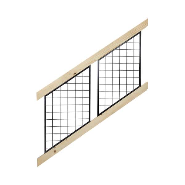 ProWood 28 in. H x 72 in. W Pressure-Treated Wood Black Powder-Coated Hog Wire Metal Pine Stair Railing Kit