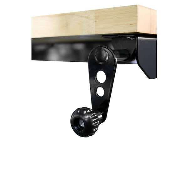 Husky - 62 in. W x 24 in. D Adjustable Height Black Workbench Table with Solid Wood Top