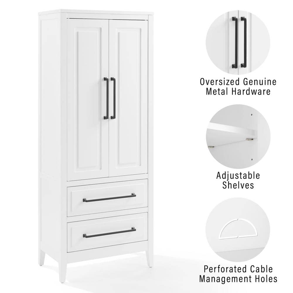 Genevieve Freestanding White Office Storage Cabinet with Adjustable Shelving