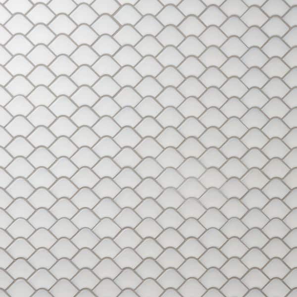 Ivy Hill Tile Waterhouse Gray 12.55 in. x 13.18 in. Matte Glass Wall Fishscale Mosaic Tile (1.14 sq. ft./Each)