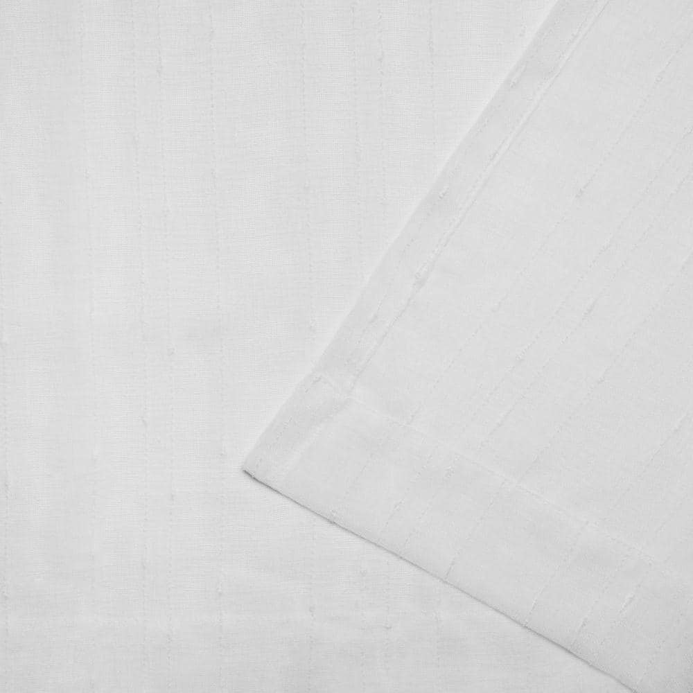 Itaji White Sheer Linen Look Rod Pocket Curtain Panels