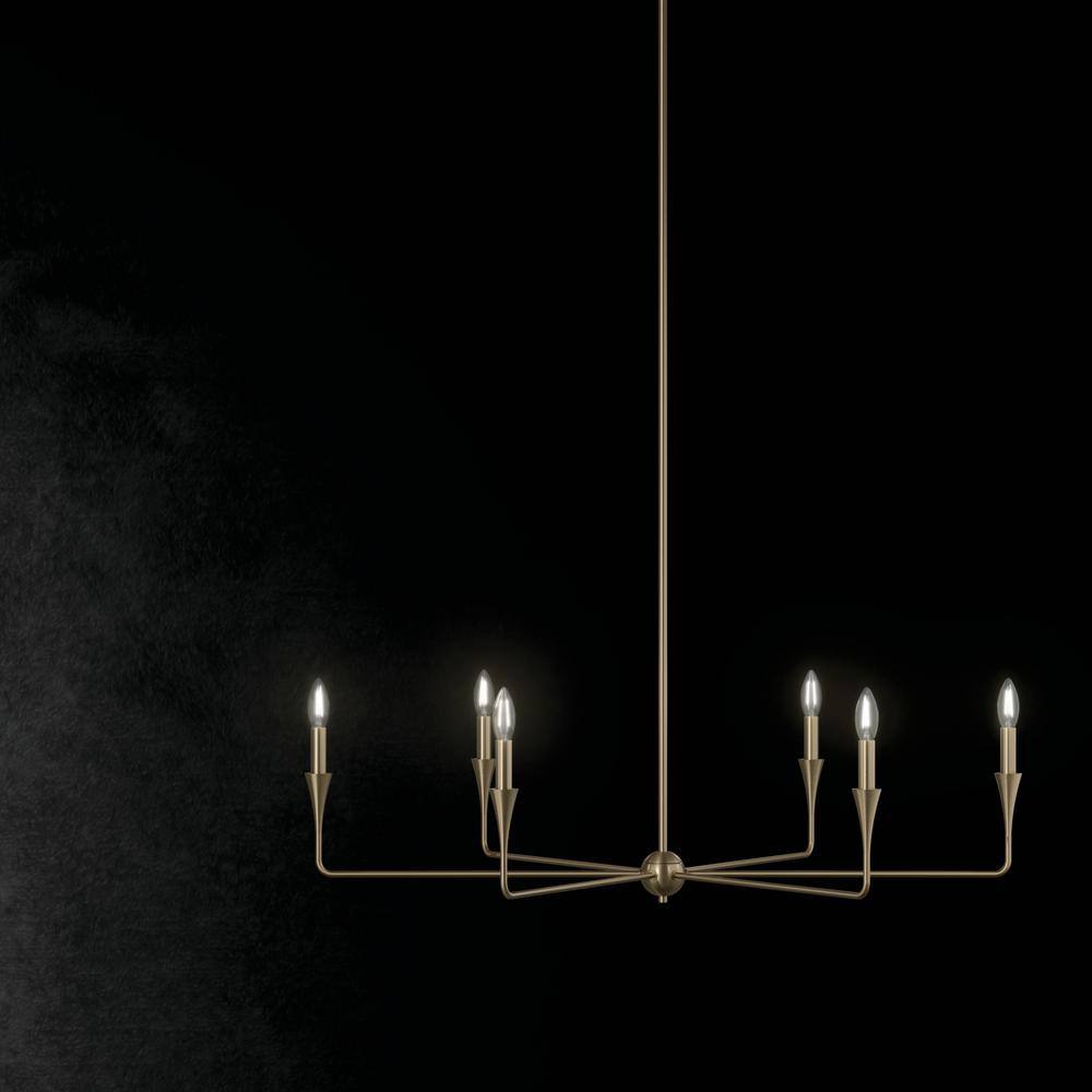 Champagne Bronze 6-Light Modern Candle Chandelier
