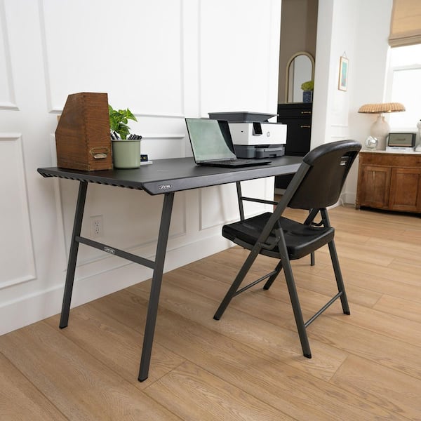 Lifetime 60 in. L Rectangle Black Resin Top Work From Home Desk
