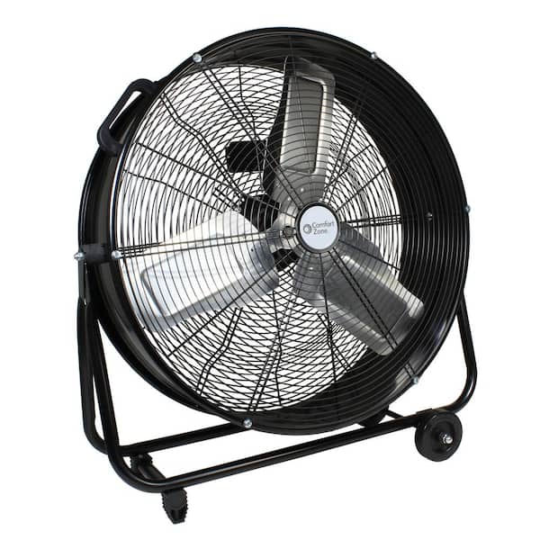 Comfort Zone 24 In 2 Speed High Velocity Industrial Drum Fan With Aluminum Blades And 180 Degree Adjustable Tilt In Black Czmc24 Comfort Zone 24 In 2 Speed High Velocity Industrial Drum Fan With Aluminum Blades And 180 Degree Adjustable Tilt In Black Czmc24