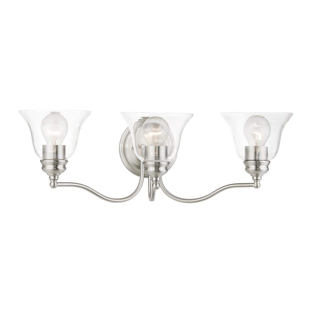 Moreland Brushed Nickel 3-Light Vanity Sconce with Handblown Glass