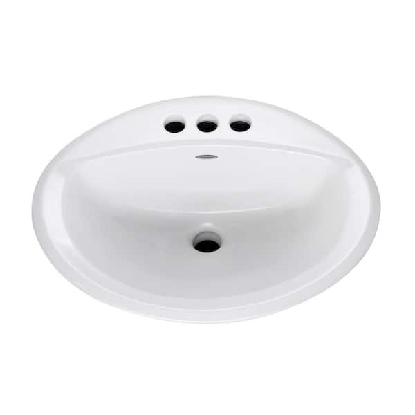 American Standard Aqualyn Extra Left Hand Hole Countertop Bathroom Sink with 4 in. Faucet Holes in White