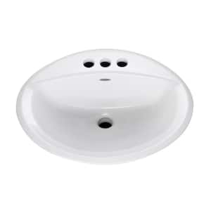 Aqualyn Less Overflow Countertop Bathroom Sink with 4 in. Faucet Holes in White