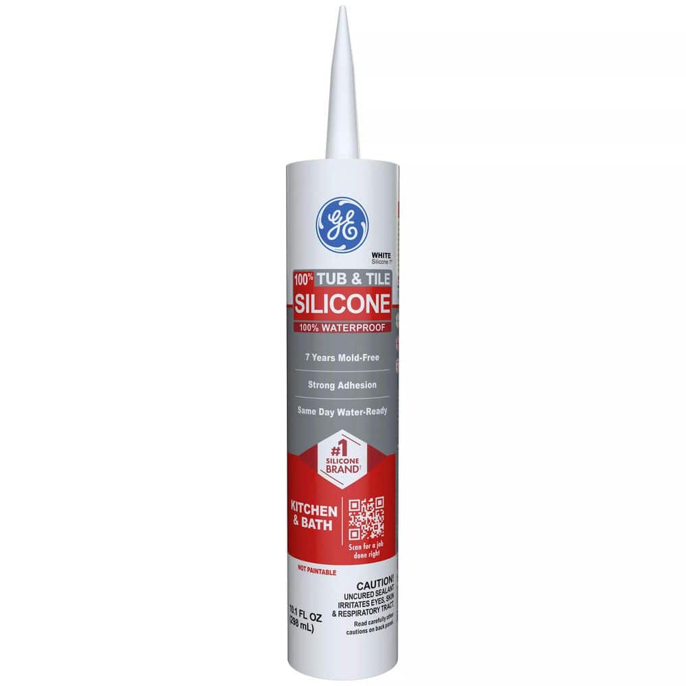Tub and Tile Silicone 1 Caulk 10.1 oz Kitchen and Bath Sealant White
